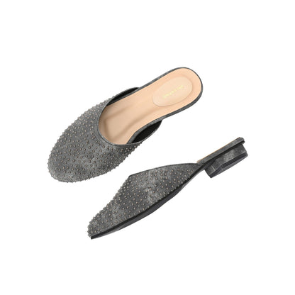 Valentino Women Black Embellished Closed-Toe Mules