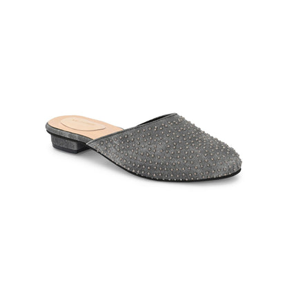 Valentino Women Black Embellished Closed-Toe Mules