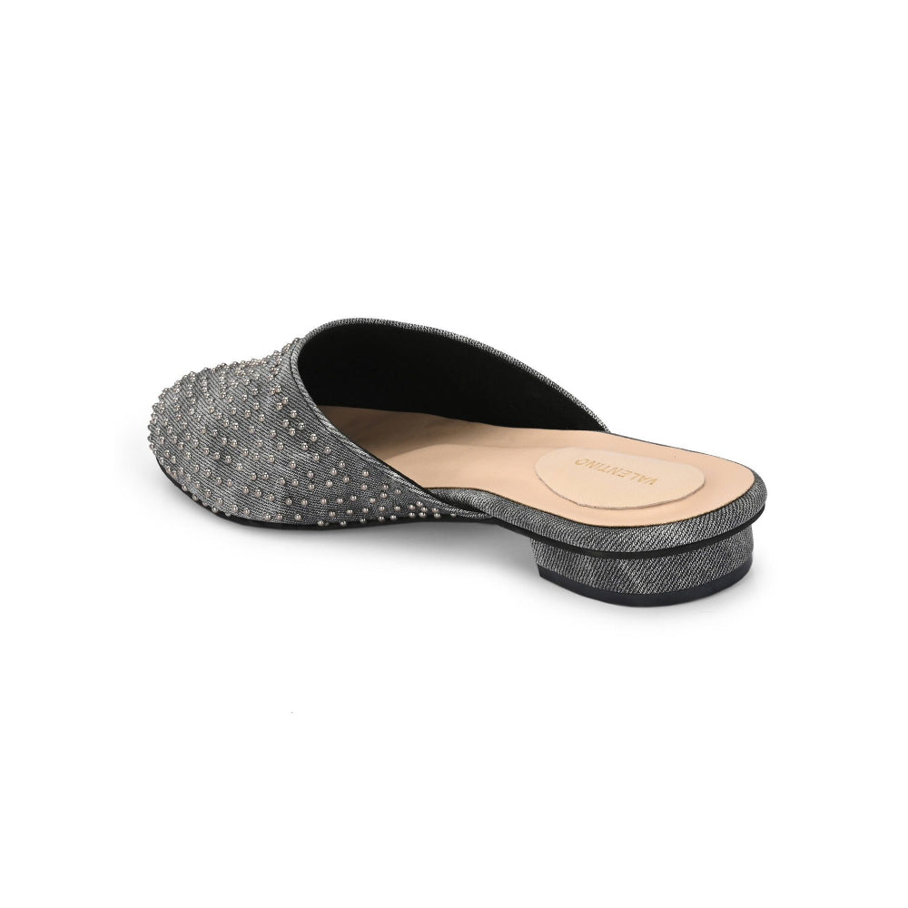 Valentino Women Black Embellished Closed-Toe Mules