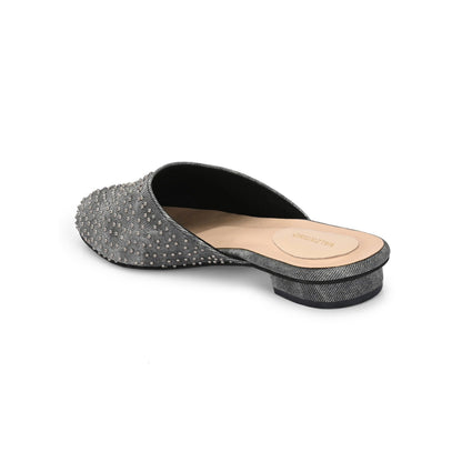 Valentino Women Black Embellished Closed-Toe Mules