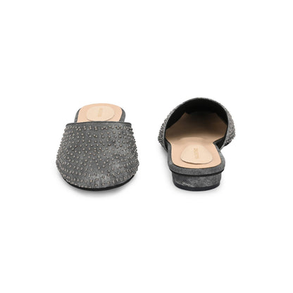 Valentino Women Black Embellished Closed-Toe Mules