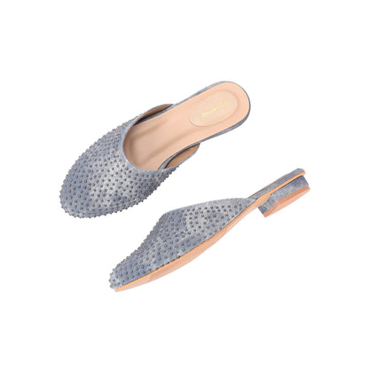 Valentino Women Blue Embellished Closed-Toe Mules