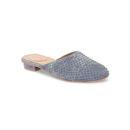 Valentino Women Blue Embellished Closed-Toe Mules