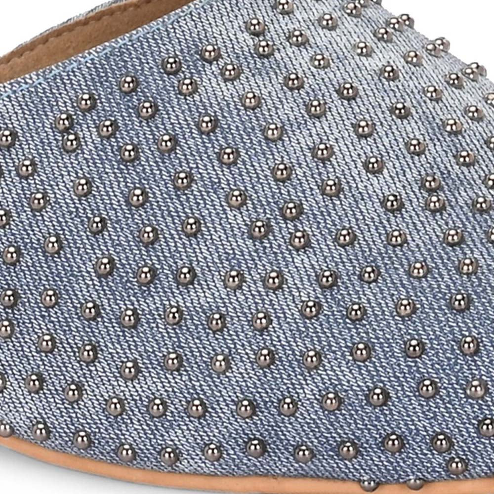 Valentino Women Blue Embellished Closed-Toe Mules