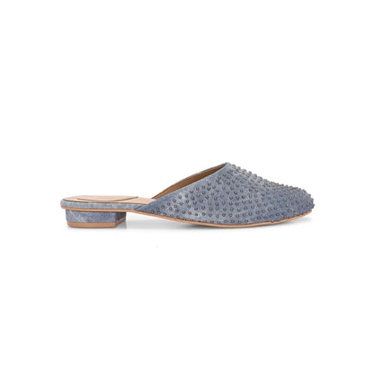 Valentino Women Blue Embellished Closed-Toe Mules