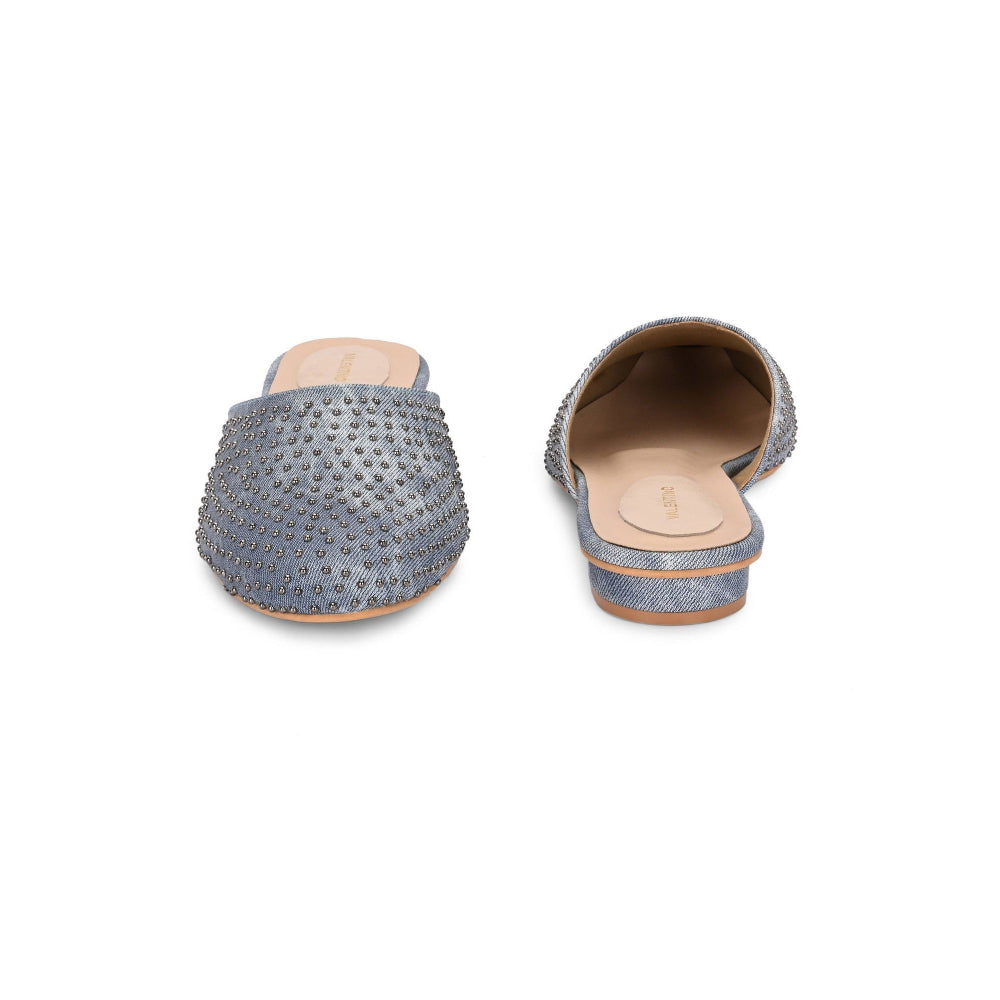 Valentino Women Blue Embellished Closed-Toe Mules