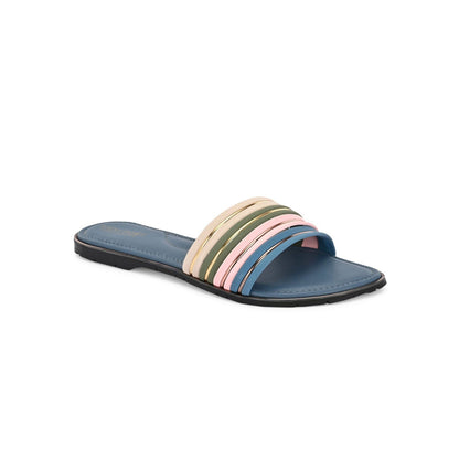Valentino Women Blue Strap Flat Slides - Blue Base
