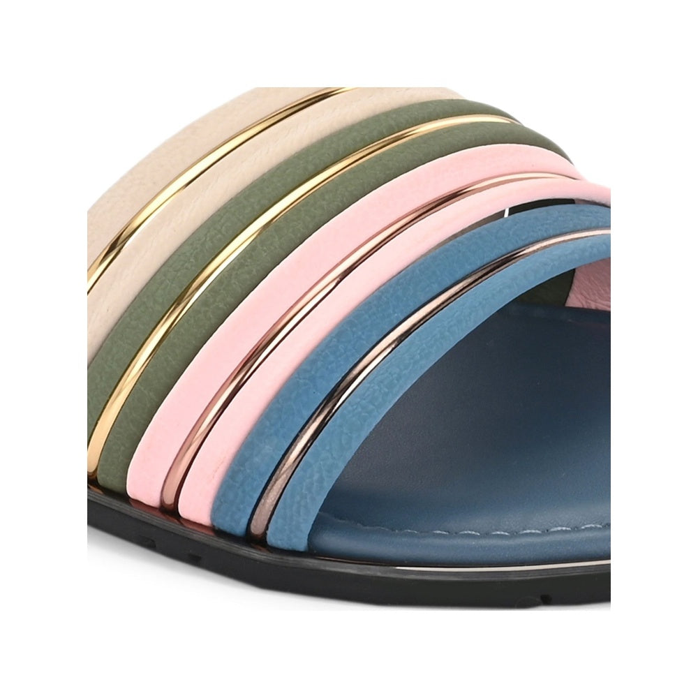 Valentino Women Blue Strap Flat Slides - Blue Base