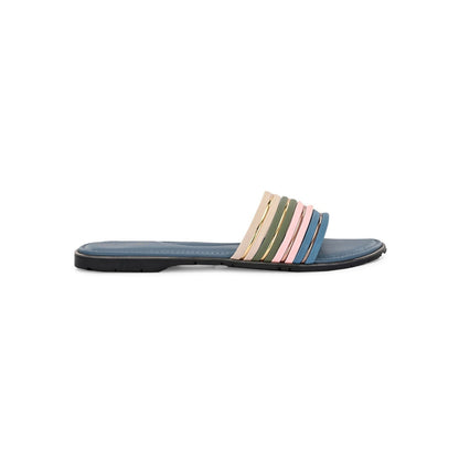 Valentino Women Blue Strap Flat Slides - Blue Base