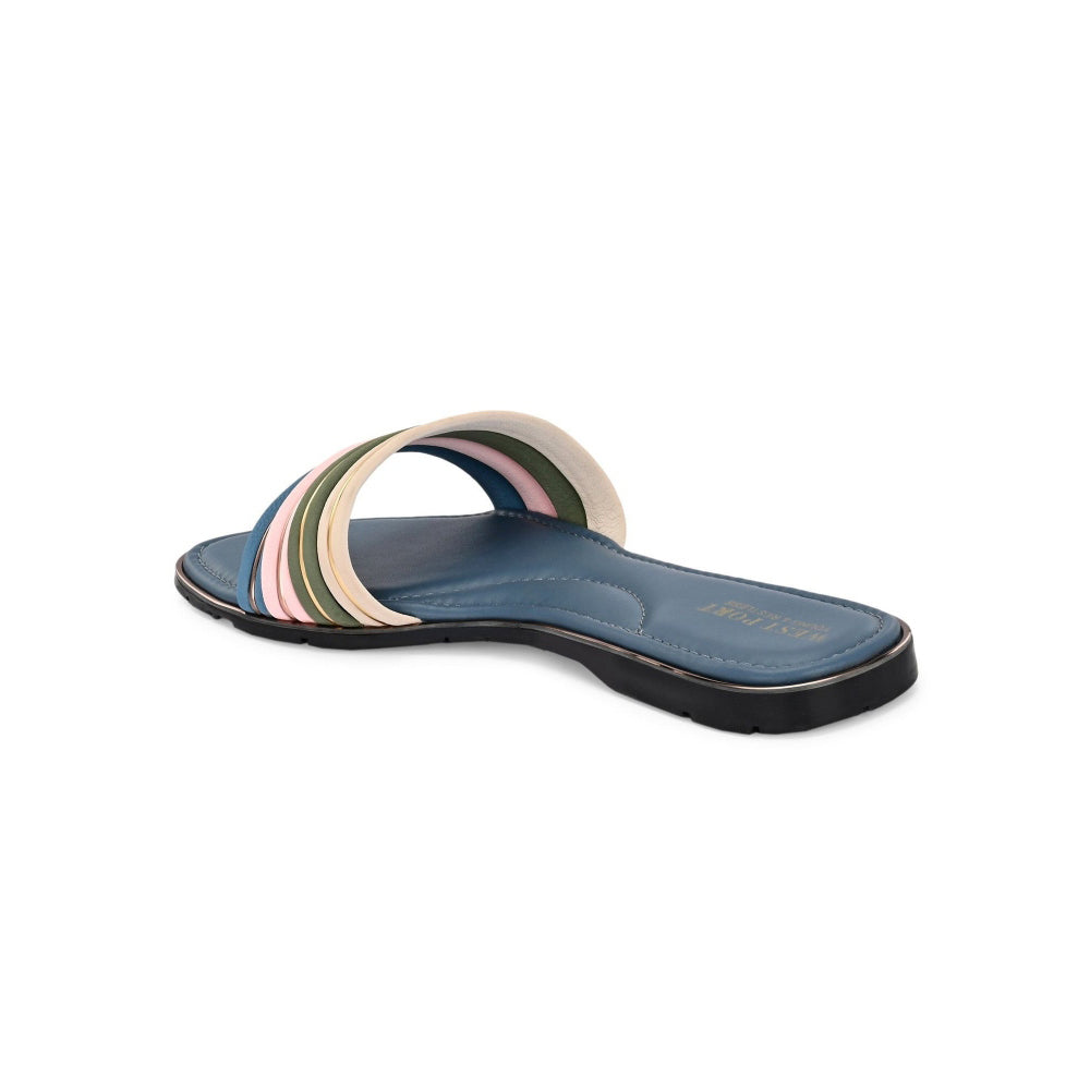 Valentino Women Blue Strap Flat Slides - Blue Base