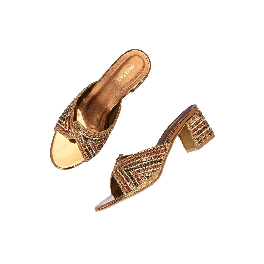 Valentino Women Partywear Embroidered Block Heel Sandal
