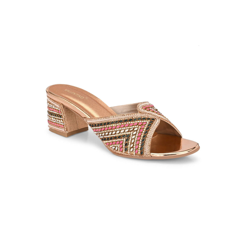 Valentino Women Partywear Embroidered Block Heel Sandal