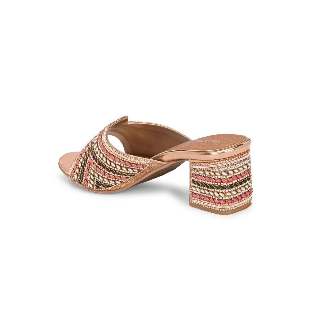 Valentino Women Partywear Embroidered Block Heel Sandal