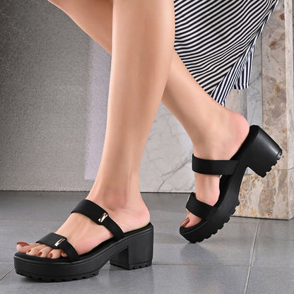Valentino Women Double Strap Chunky Block Heel Sandal