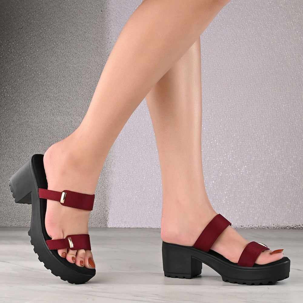 Valentino Women Double Strap Chunky Block Heel Sandal