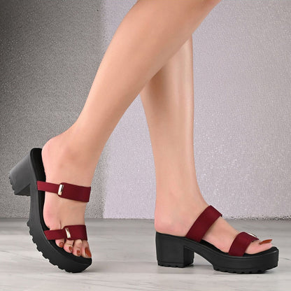 Valentino Women Double Strap Chunky Block Heel Sandal