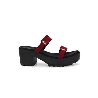 Valentino Women Double Strap Chunky Block Heel Sandal