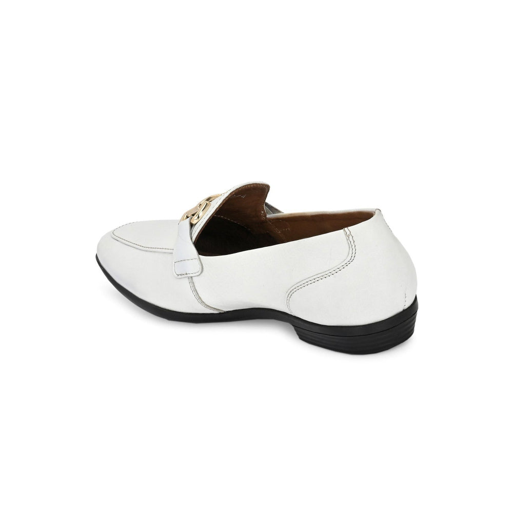 Valentino Women White Premium Leather Loafers