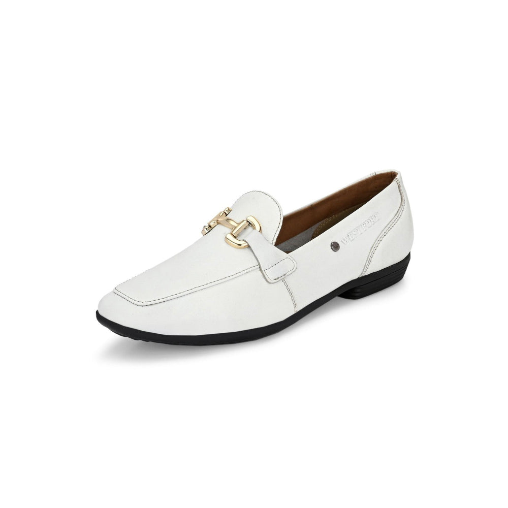 Valentino Women White Premium Leather Loafers
