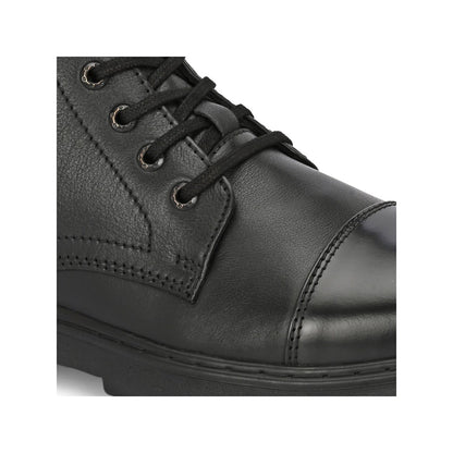 Valentino Men Premium Leather Lace-Up Ankle Boots with Side Zipper