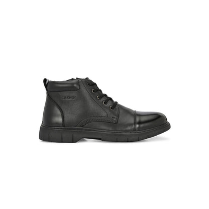 Valentino Men Premium Leather Lace-Up Ankle Boots with Side Zipper