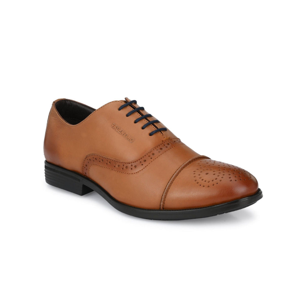 Valentino Men Premium Leather Lace-Up Formal Brogue Shoes