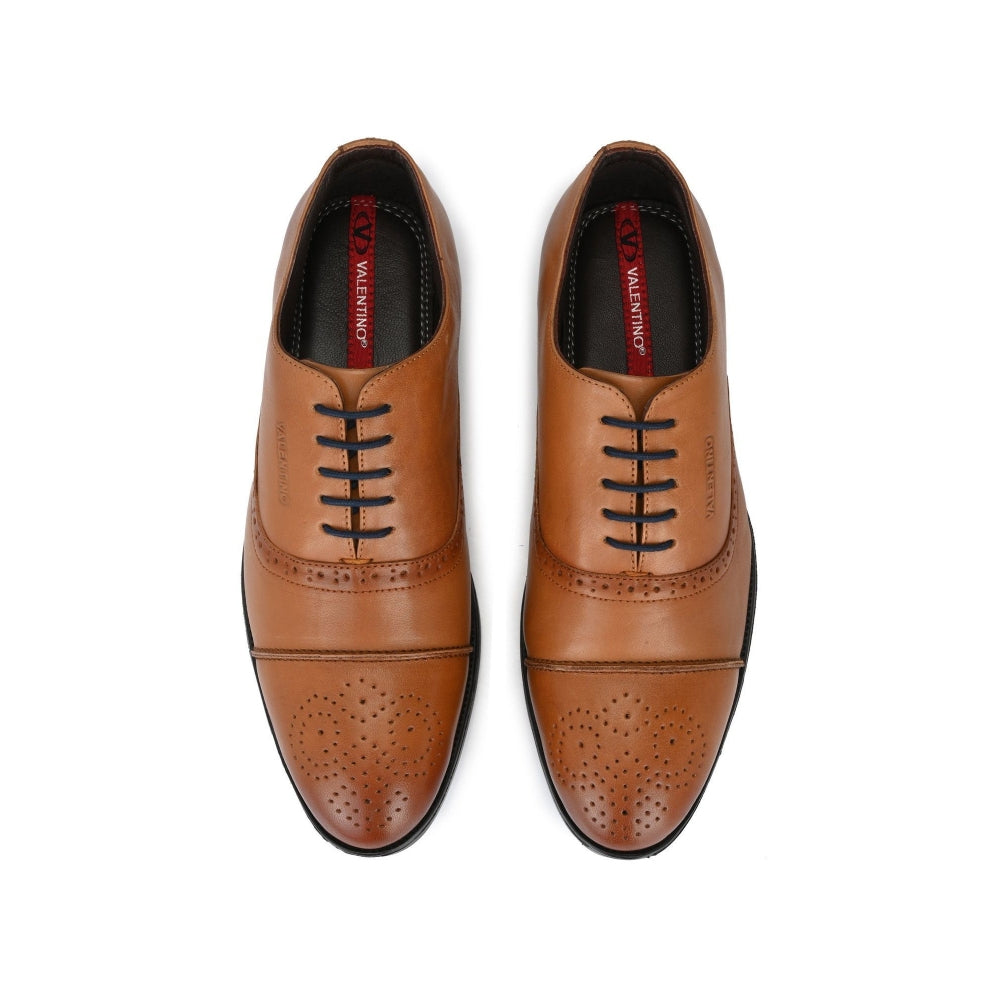 Valentino Men Premium Leather Lace-Up Formal Brogue Shoes