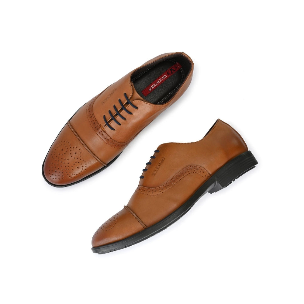 Valentino Men Premium Leather Lace-Up Formal Brogue Shoes