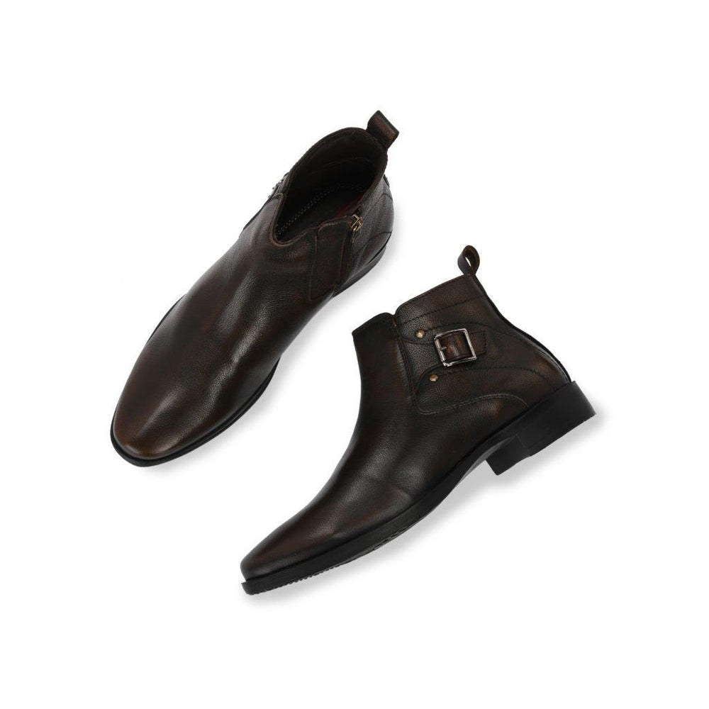 Valentino Men Premium Leather Formal Ankle Zipper Boot