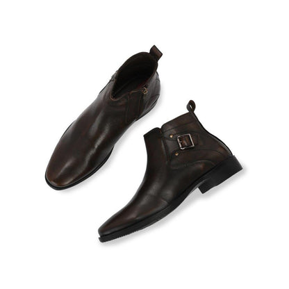 Valentino Men Premium Leather Formal Ankle Zipper Boot