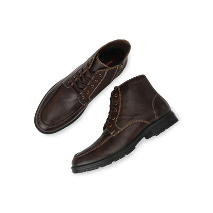 Valentino Men Premium Leather Side Zipper and Lace-Up Boot