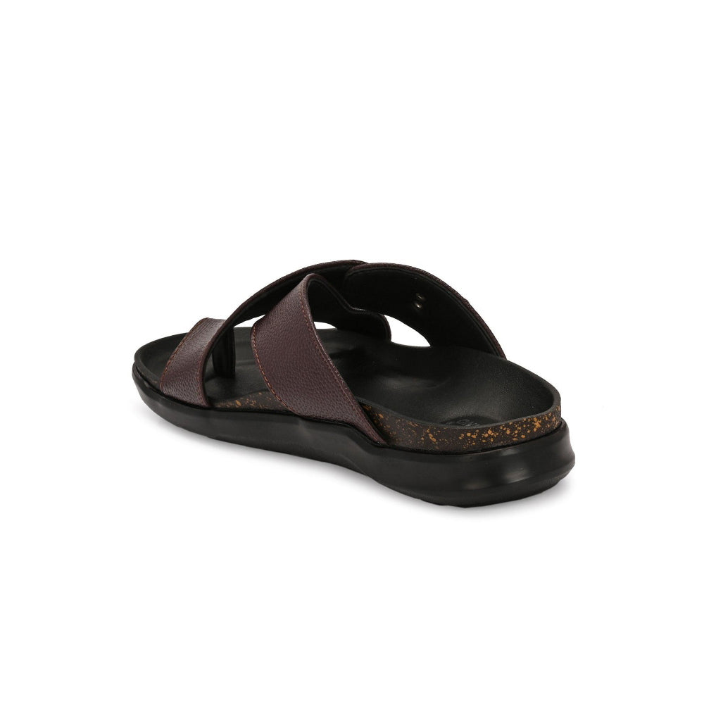 Valentino Men Faux Leather Brown Cross-Strap Sandals