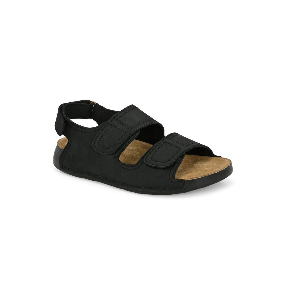 Valentino West Port Men Genuine Leather Black Dual Adjustable Straps Sandals