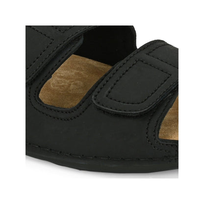 Valentino West Port Men Genuine Leather Black Dual Adjustable Straps Sandals