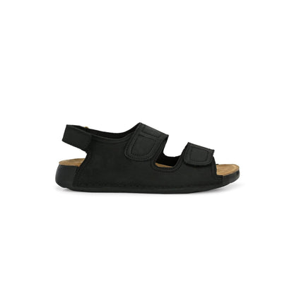 Valentino West Port Men Genuine Leather Black Dual Adjustable Straps Sandals