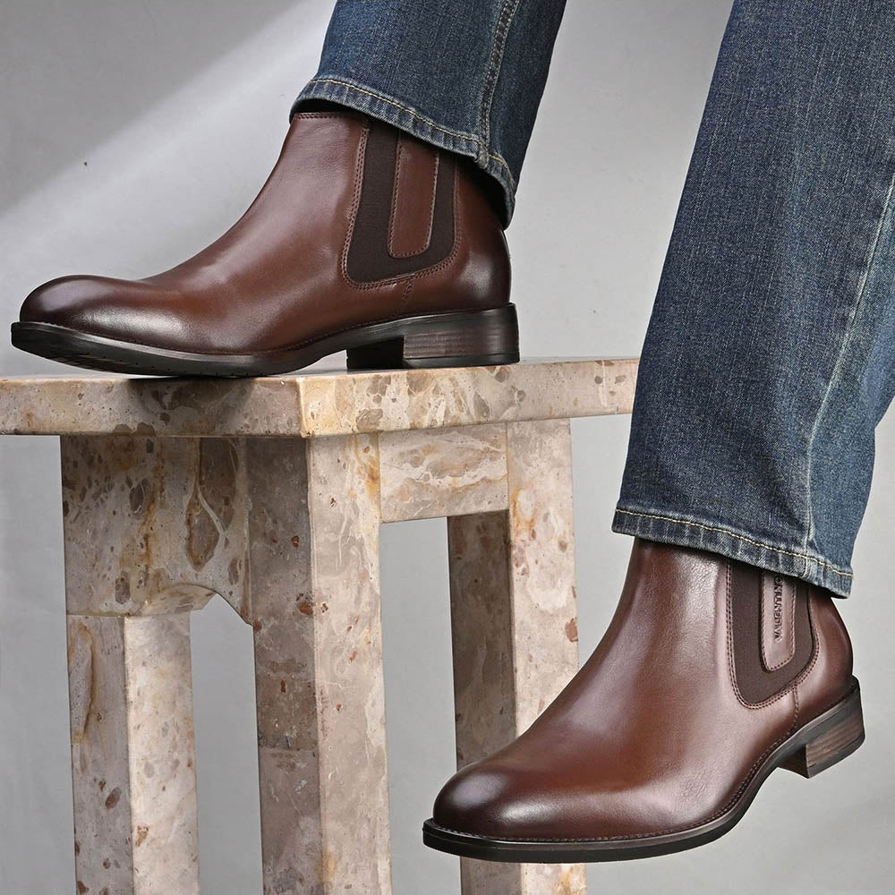 Valentino Men Premium Leather Ankle Chelsea Boot