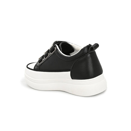 Valentino Women Black Crystal Embellished Velcro Straps Platform Sneakers