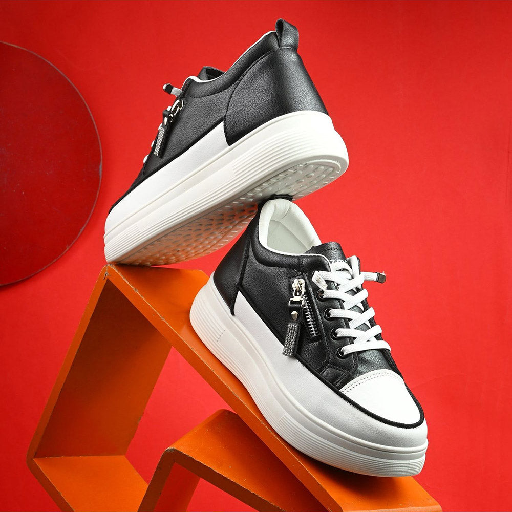 Valentino Women Black Chunky Lace-Up Sneakers