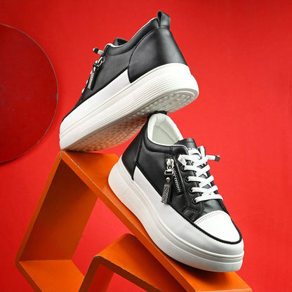 Valentino Women Black Chunky Lace-Up Sneakers