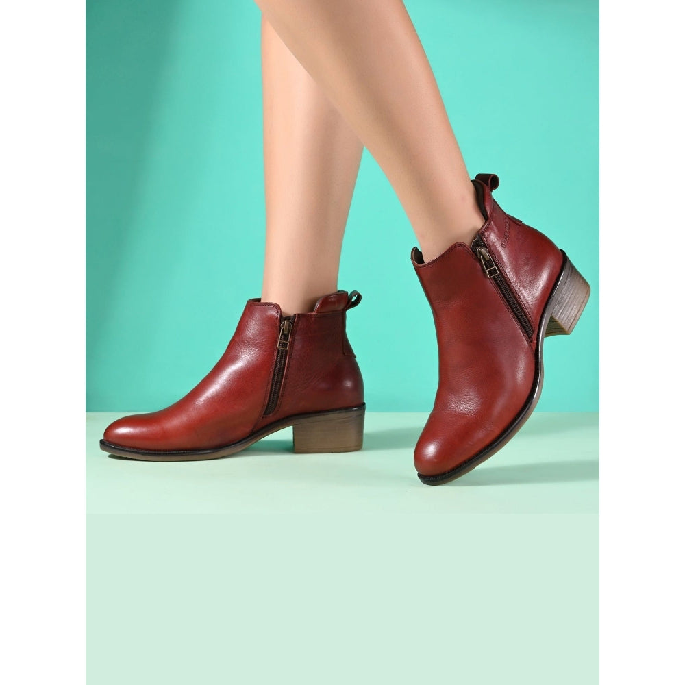 Valentino Women Premium Leather Zipper Boots