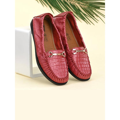 Valentino Women Premium Leather Red Formal Slip On Flexible Loafer