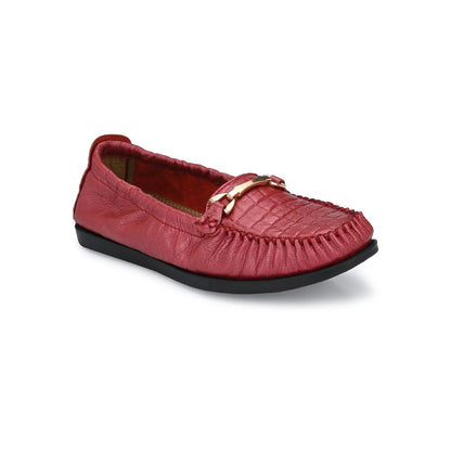 Valentino Women Premium Leather Red Formal Slip On Flexible Loafer
