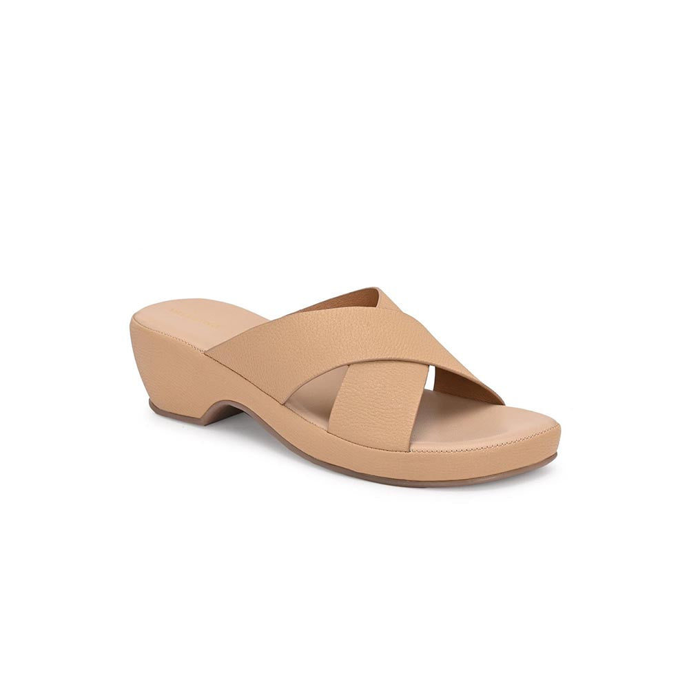 Valentino Women Cross Strap Beige Wedge Sandals