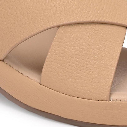 Valentino Women Cross Strap Beige Wedge Sandals