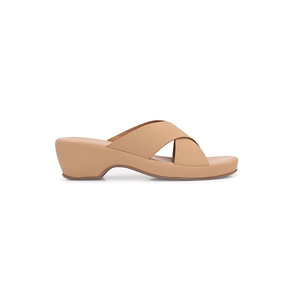 Valentino Women Cross Strap Beige Wedge Sandals