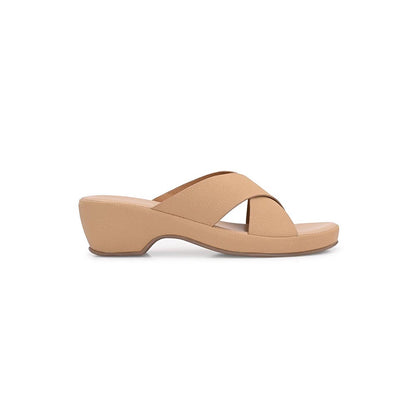 Valentino Women Cross Strap Beige Wedge Sandals