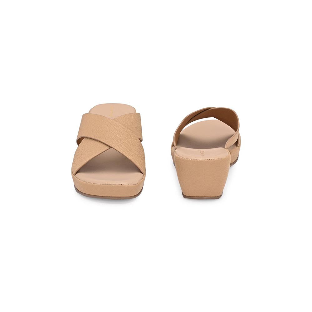 Valentino Women Cross Strap Beige Wedge Sandals