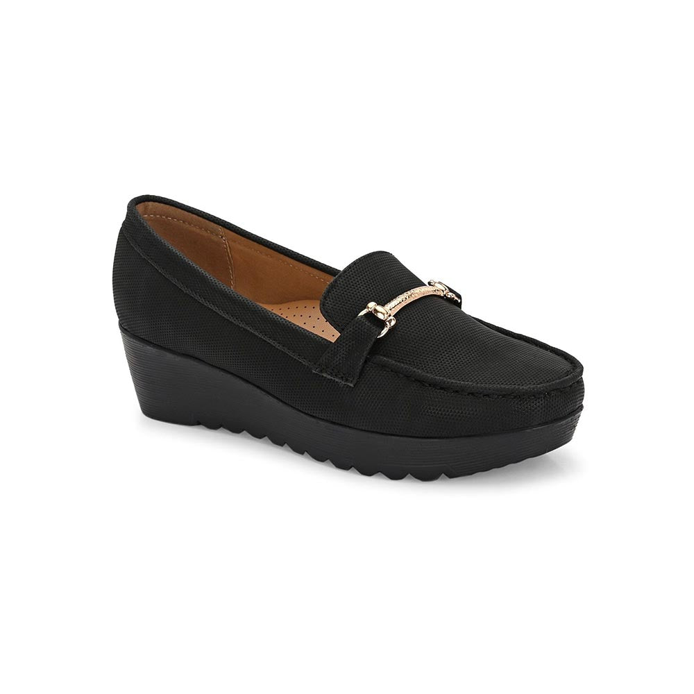 Valentino Women Black Textured Stylish Loafers