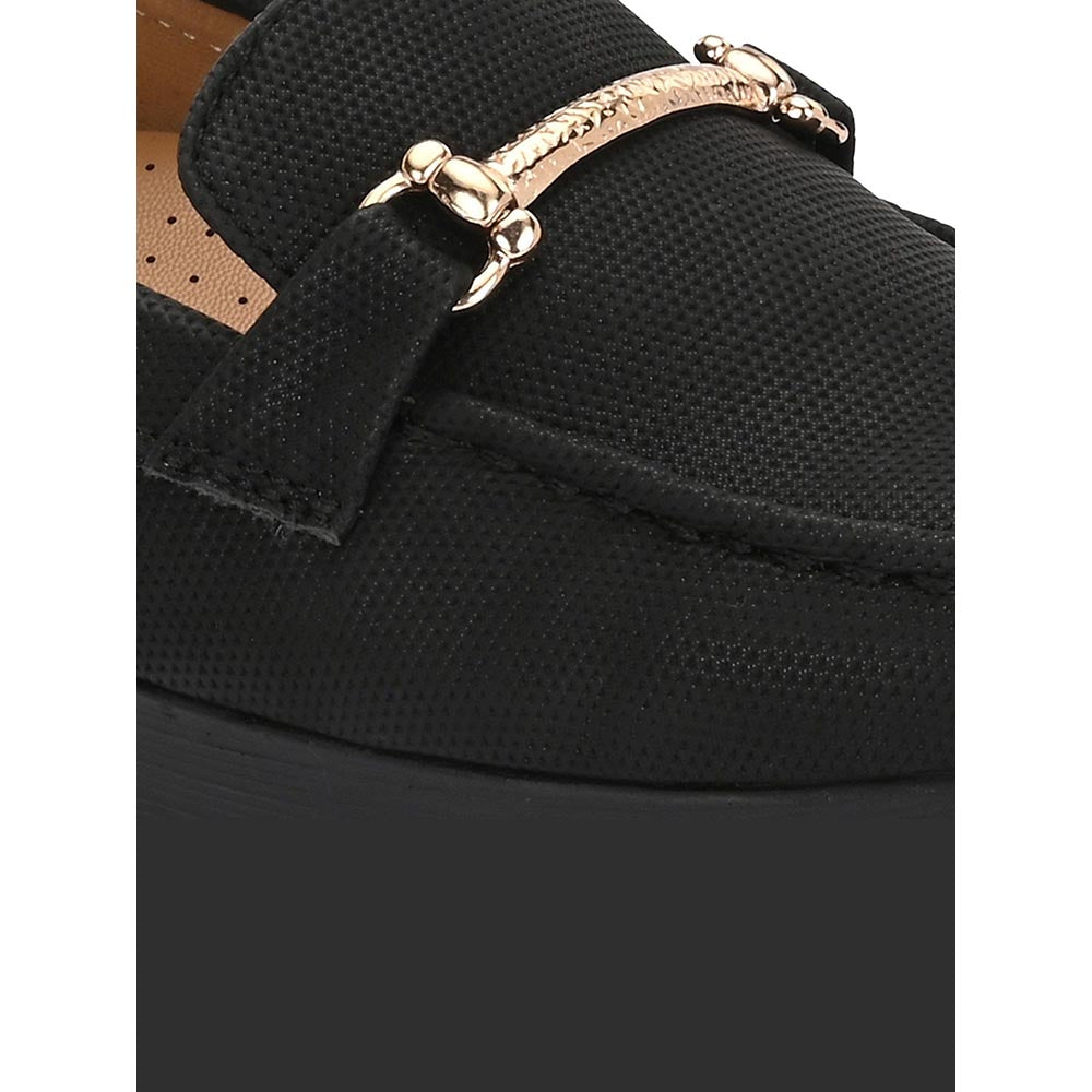 Valentino Women Black Textured Stylish Loafers