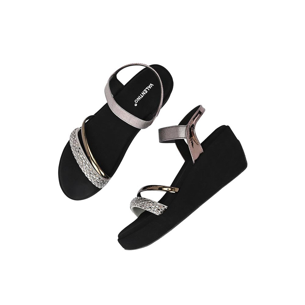 Valentino Women Metallic Embellished Wedge Sandals